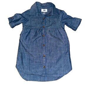 Toddler girl’s shirt sleeve button front denim dress by Old Navy